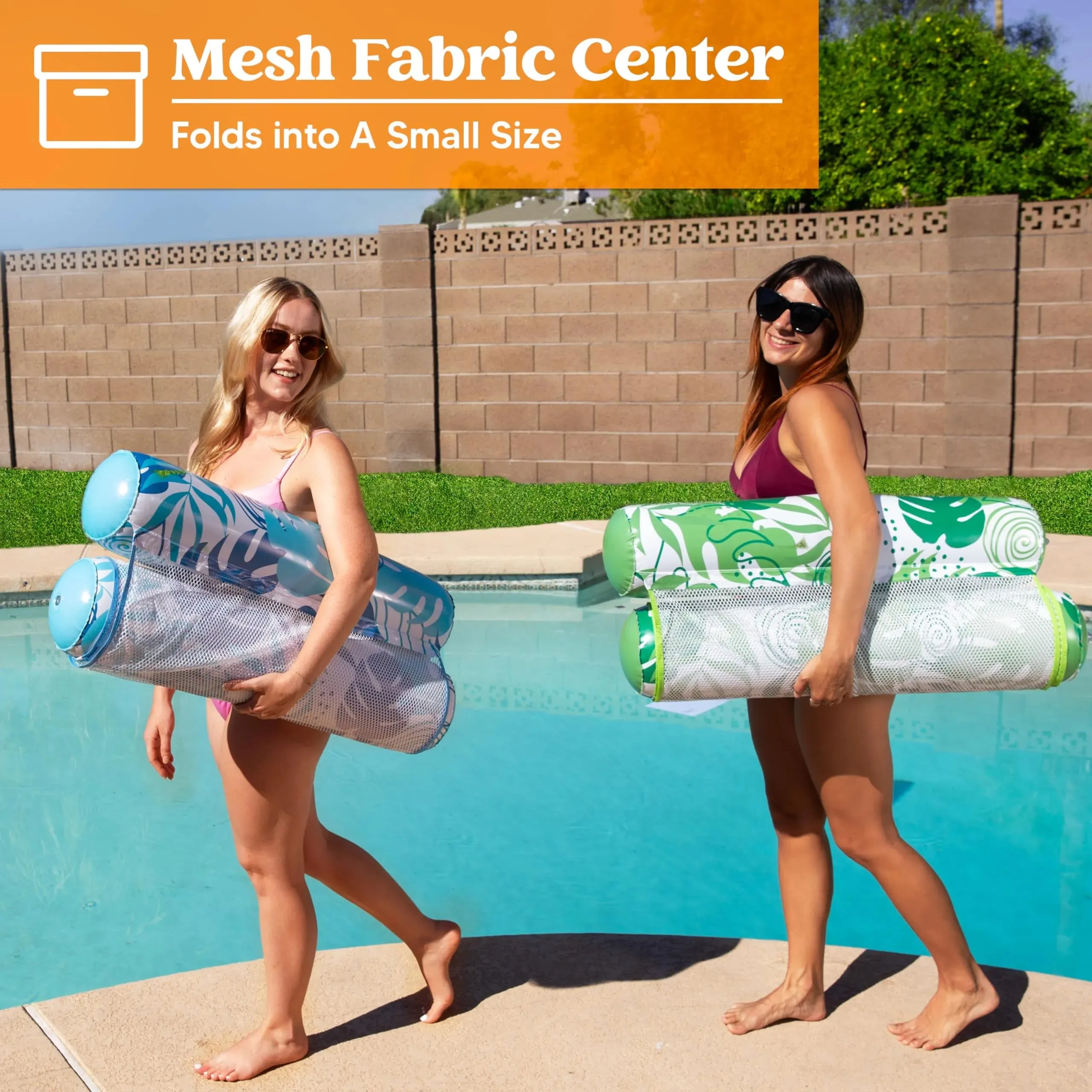 2 Packs 4-in-1 Multi-Purpose PVC Inflatable Pool Floats