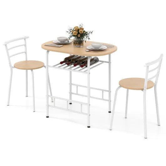 3 pcs Home Kitchen Bistro Pub Dining Table 2 Chairs Set-Tan