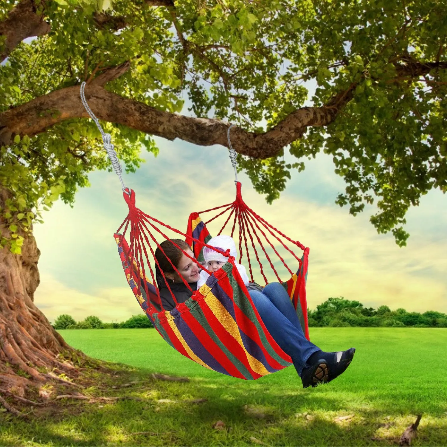 440lbs Hanging Hammock with 2 Pillows