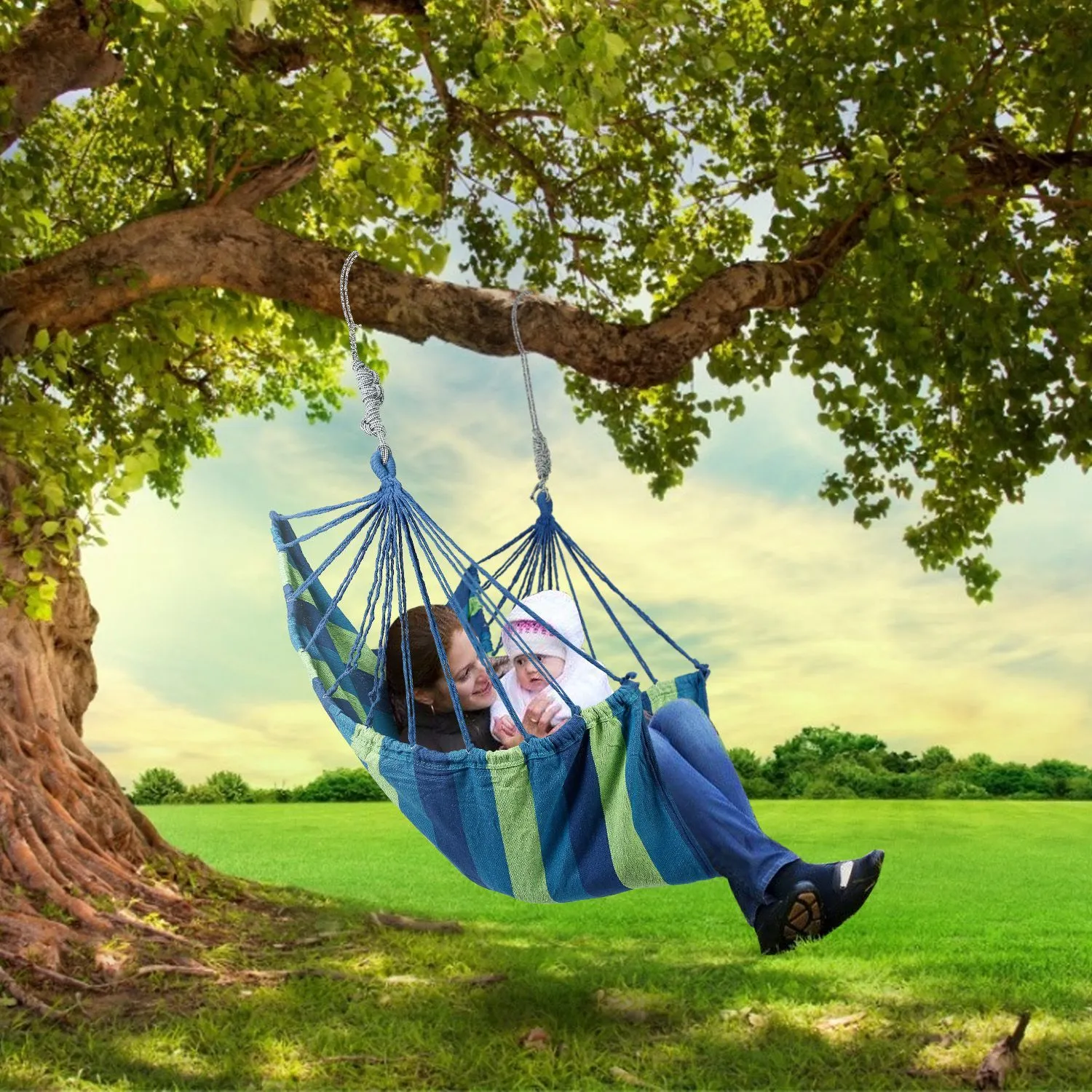 440lbs Hanging Hammock with 2 Pillows