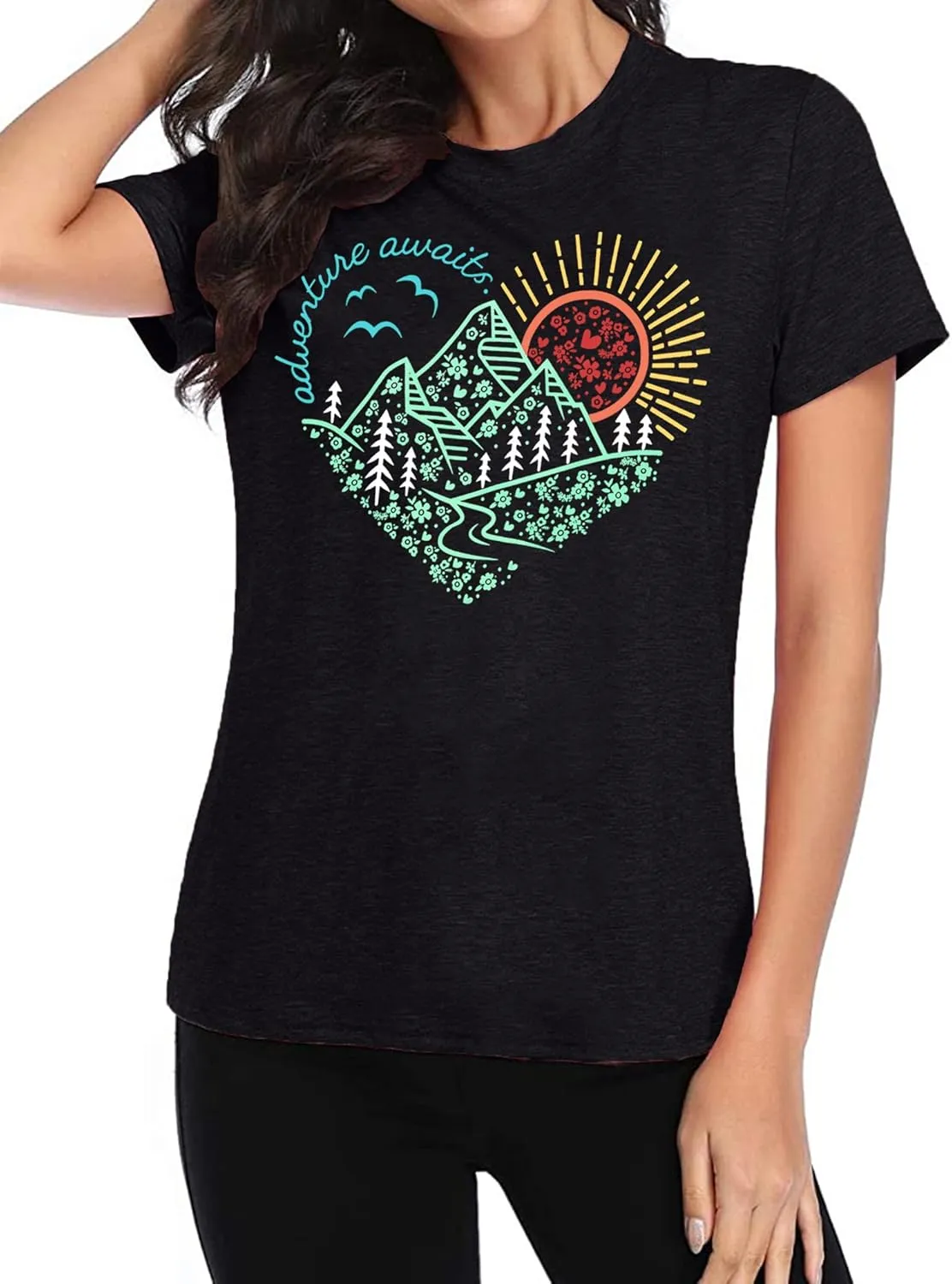 Adventure Tshirt Women Mountain Shirts Hiking Graphic Tees Summer Outdoor Casual Vacation Tops