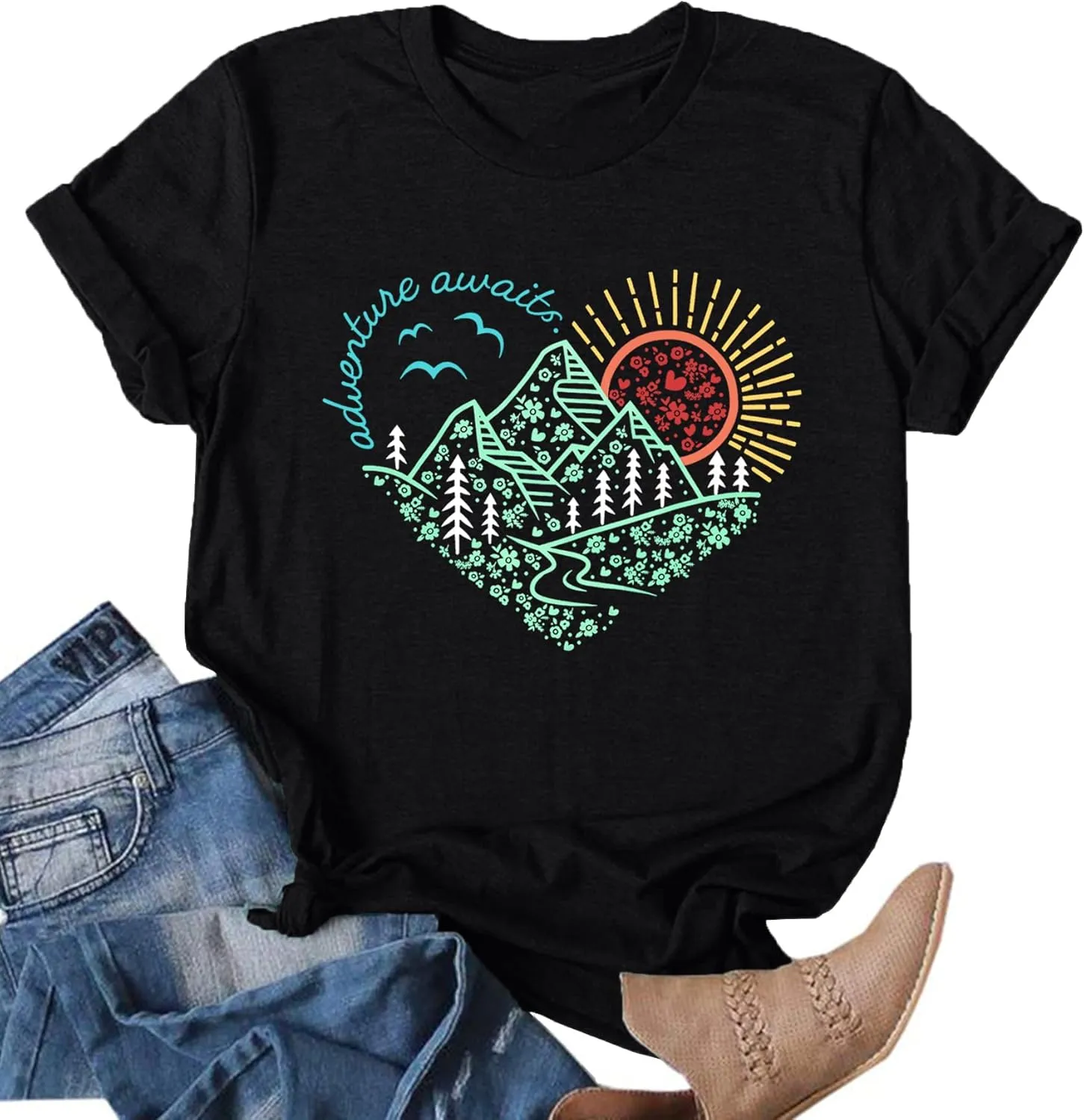 Adventure Tshirt Women Mountain Shirts Hiking Graphic Tees Summer Outdoor Casual Vacation Tops