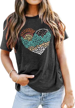 Adventure Tshirt Women Mountain Shirts Hiking Graphic Tees Summer Outdoor Casual Vacation Tops