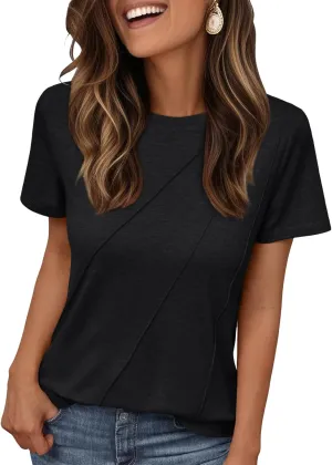 AUTOMET Womens Summer Tops Workout Shirts Beach Vacation Outfits Business Tshirts Dressy Fashion Spring Clothes 2025