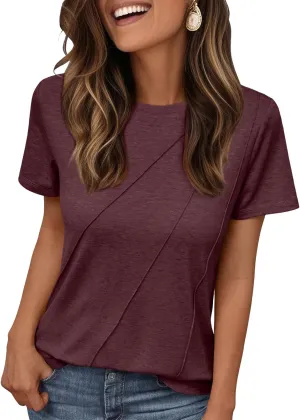 AUTOMET Womens Summer Tops Workout Shirts Beach Vacation Outfits Business Tshirts Dressy Fashion Spring Clothes 2025