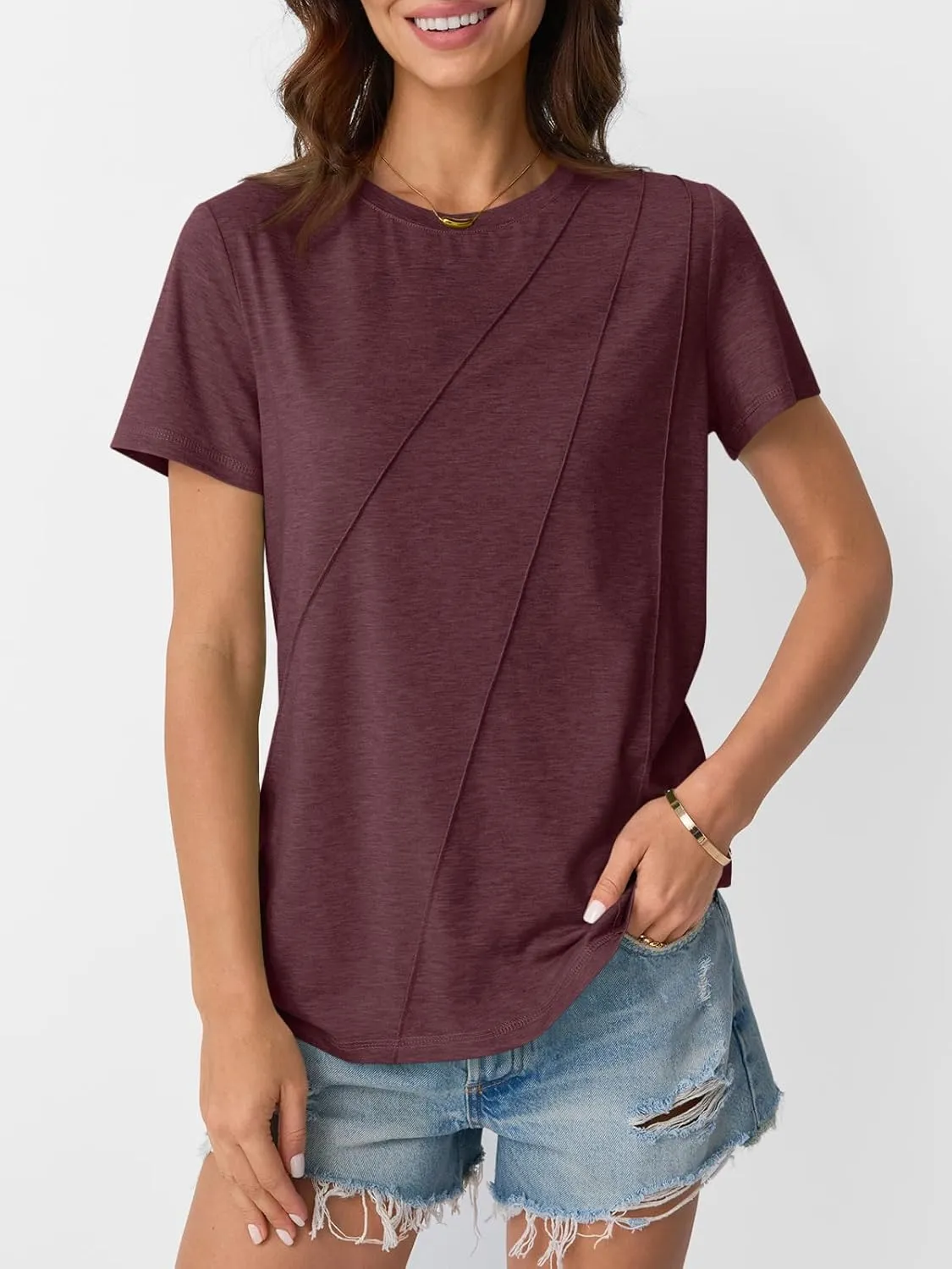 AUTOMET Womens Summer Tops Workout Shirts Beach Vacation Outfits Business Tshirts Dressy Fashion Spring Clothes 2025
