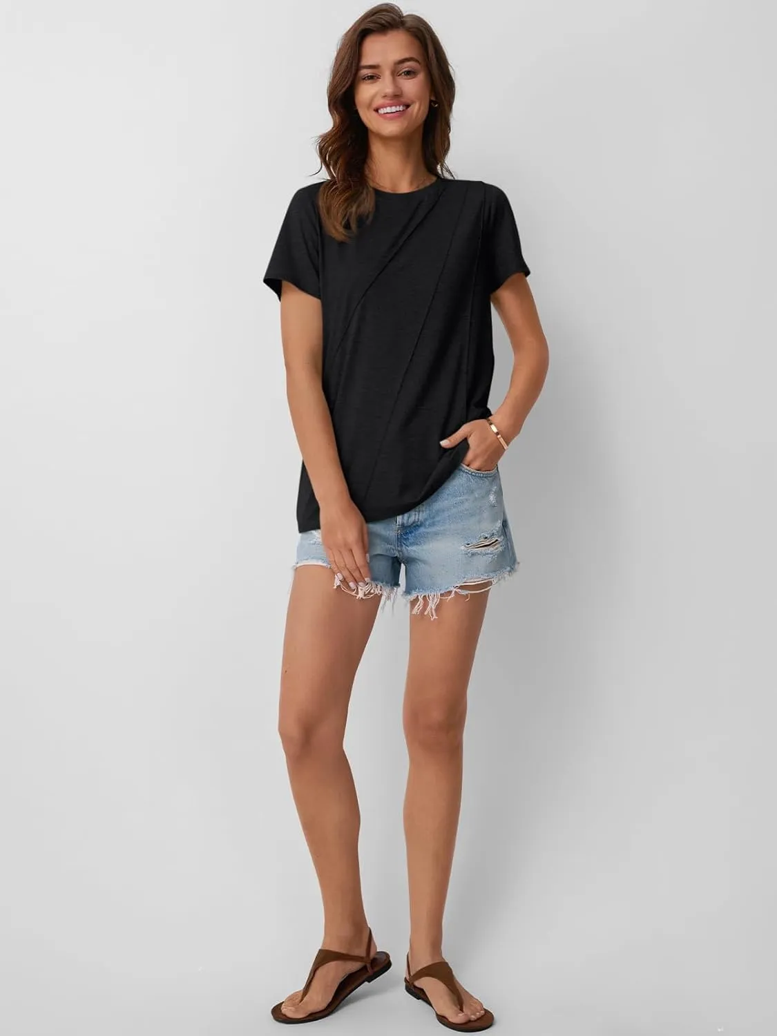 AUTOMET Womens Summer Tops Workout Shirts Beach Vacation Outfits Business Tshirts Dressy Fashion Spring Clothes 2025