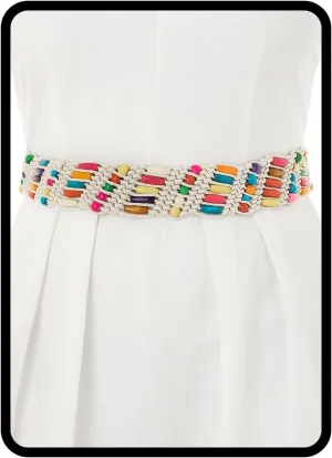 Bohend Boho Braided Belts Women Tie Colorful Western Woven Belt Wrap Rope Hippie Belts for Dresses