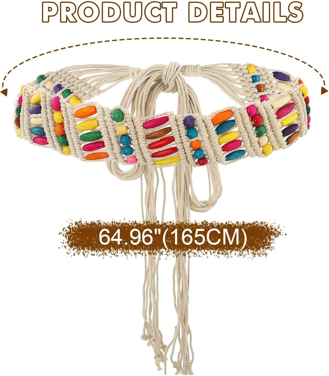 Bohend Boho Braided Belts Women Tie Colorful Western Woven Belt Wrap Rope Hippie Belts for Dresses