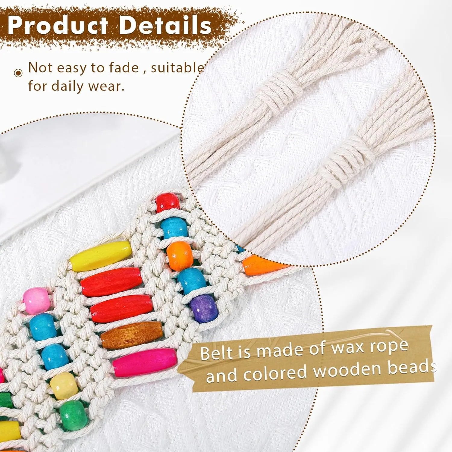 Bohend Boho Braided Belts Women Tie Colorful Western Woven Belt Wrap Rope Hippie Belts for Dresses