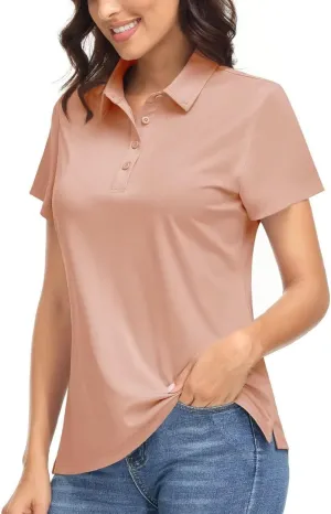 Boladeci Women's Golf Polo Shirts Short Sleeve UPF 50  Sun Protection Quick Dry Lightweight 4-Button Tennis Tops