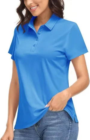 Boladeci Women's Golf Polo Shirts Short Sleeve UPF 50  Sun Protection Quick Dry Lightweight 4-Button Tennis Tops
