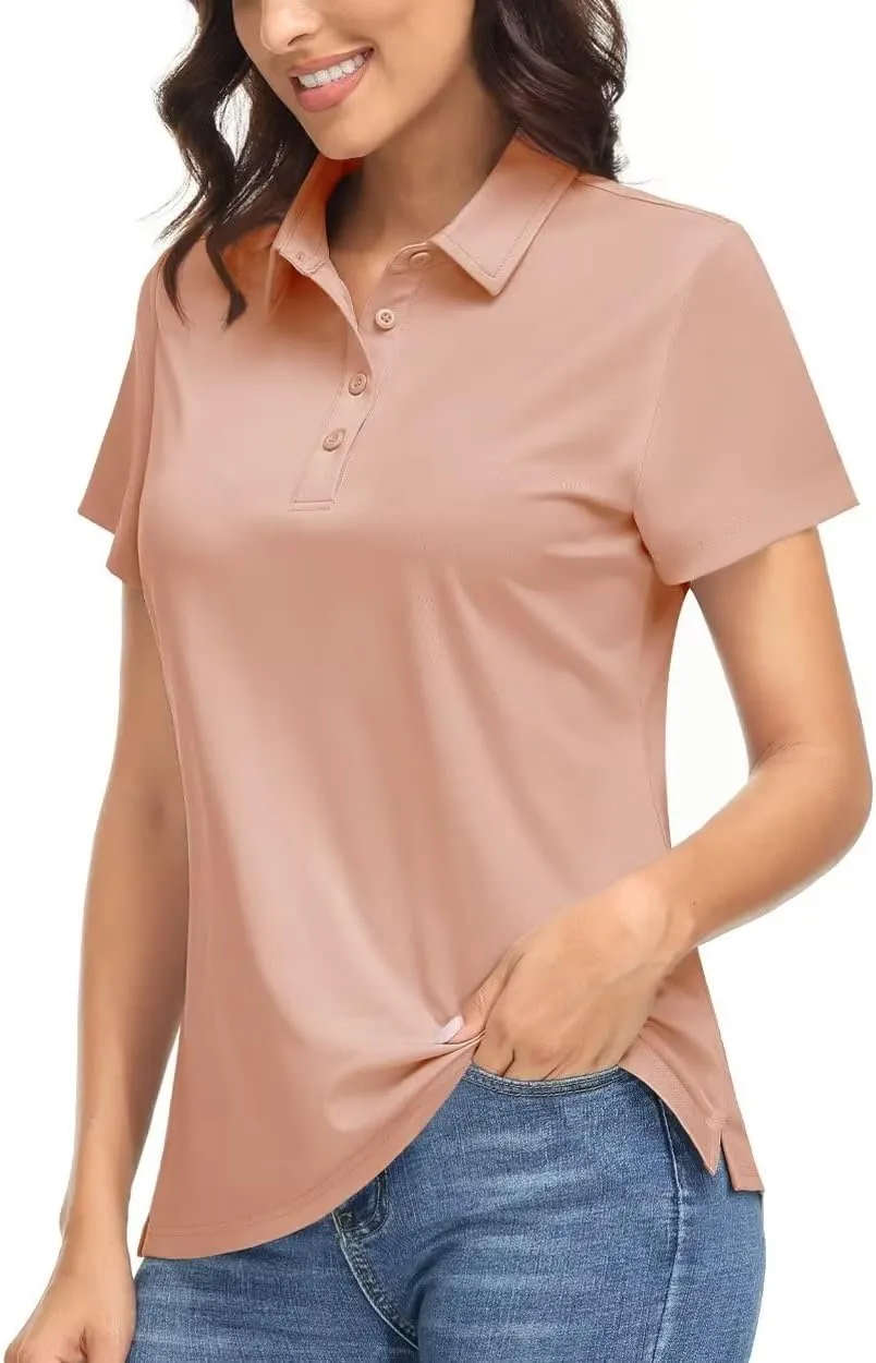 Boladeci Women's Golf Polo Shirts Short Sleeve UPF 50  Sun Protection Quick Dry Lightweight 4-Button Tennis Tops