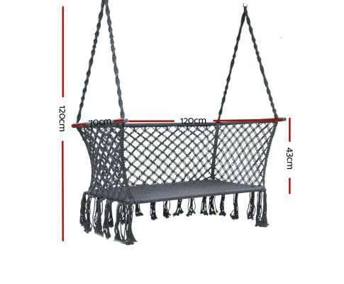 Camping Hammock Chair Patio Swing Hammocks Portable Cotton Rope Grey