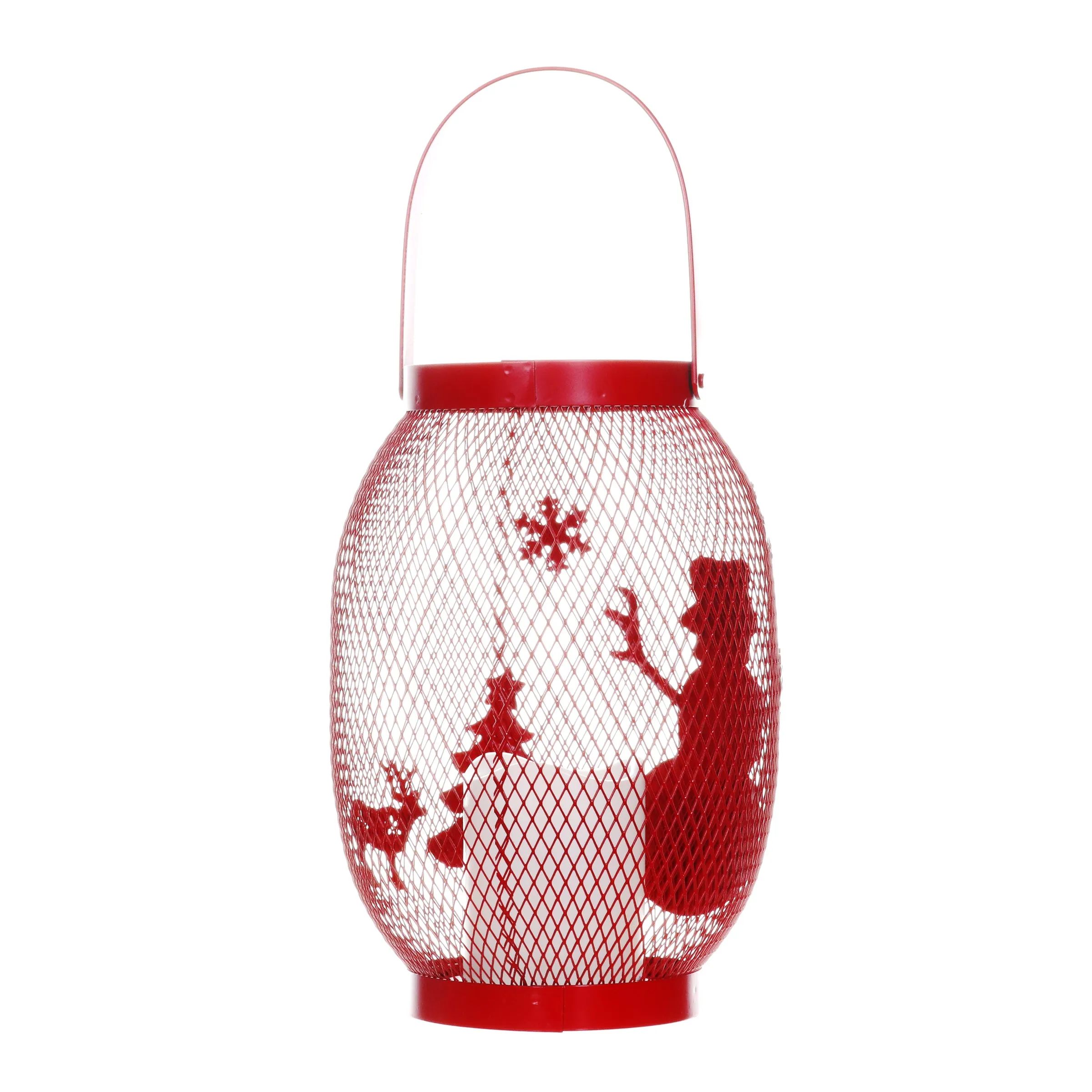 Christmas Snowman Lantern with LED Candle on a Battery Powered Timer, 14.5  Inch
