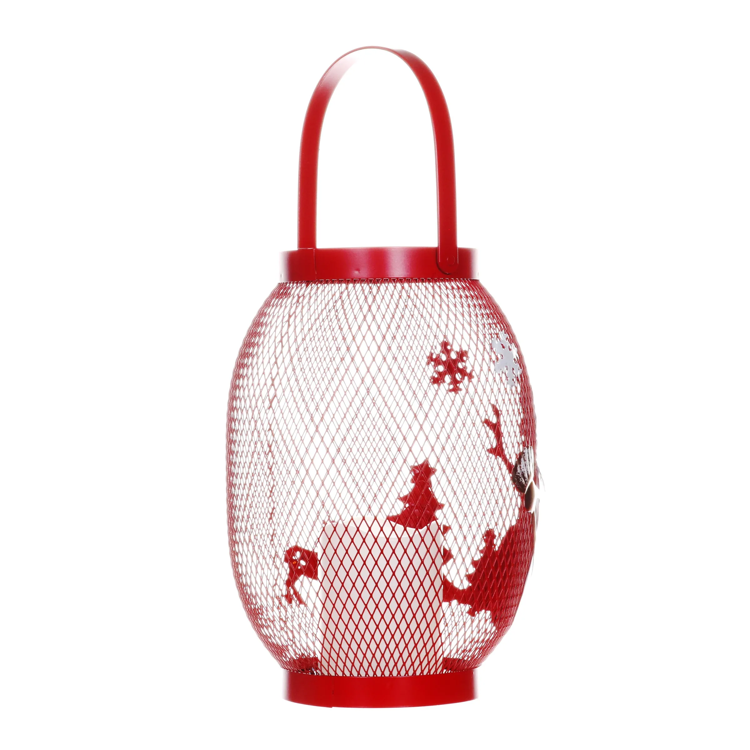 Christmas Snowman Lantern with LED Candle on a Battery Powered Timer, 14.5  Inch