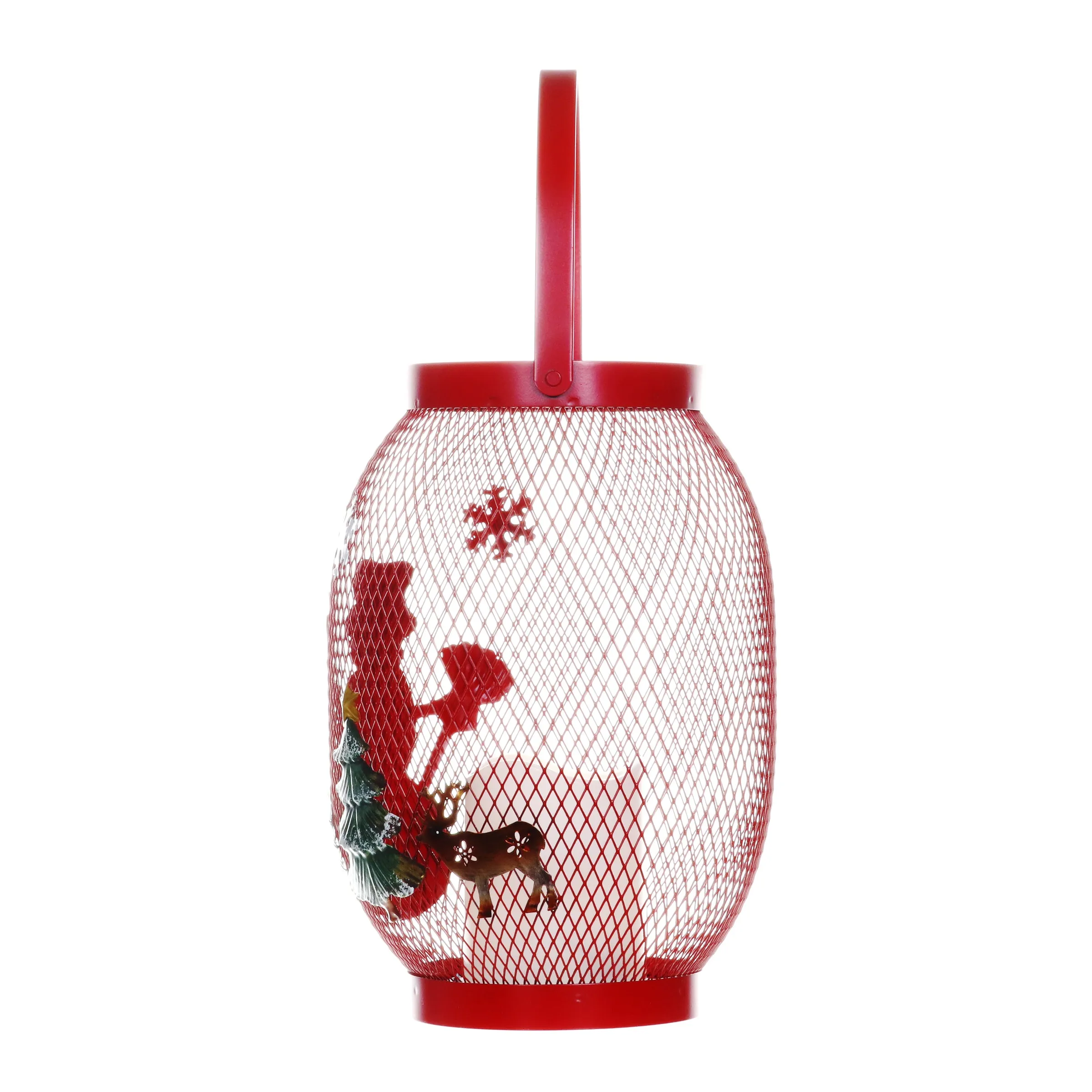 Christmas Snowman Lantern with LED Candle on a Battery Powered Timer, 14.5  Inch