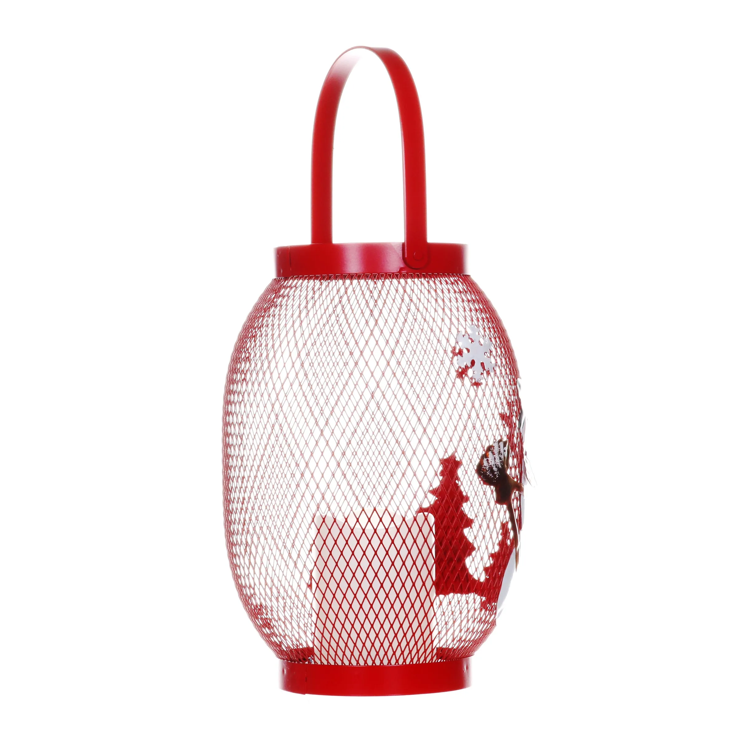 Christmas Snowman Lantern with LED Candle on a Battery Powered Timer, 14.5  Inch