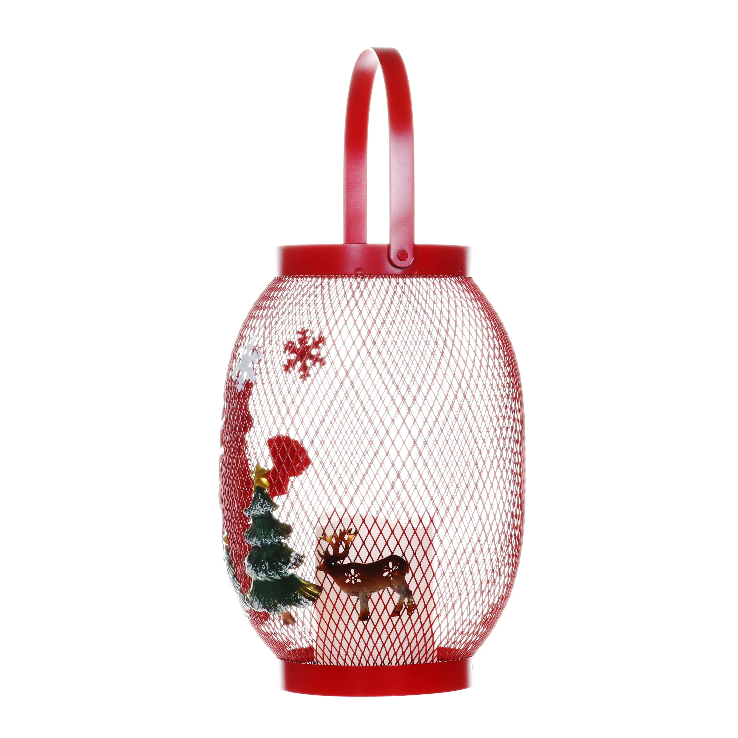 Christmas Snowman Lantern with LED Candle on a Battery Powered Timer, 14.5  Inch