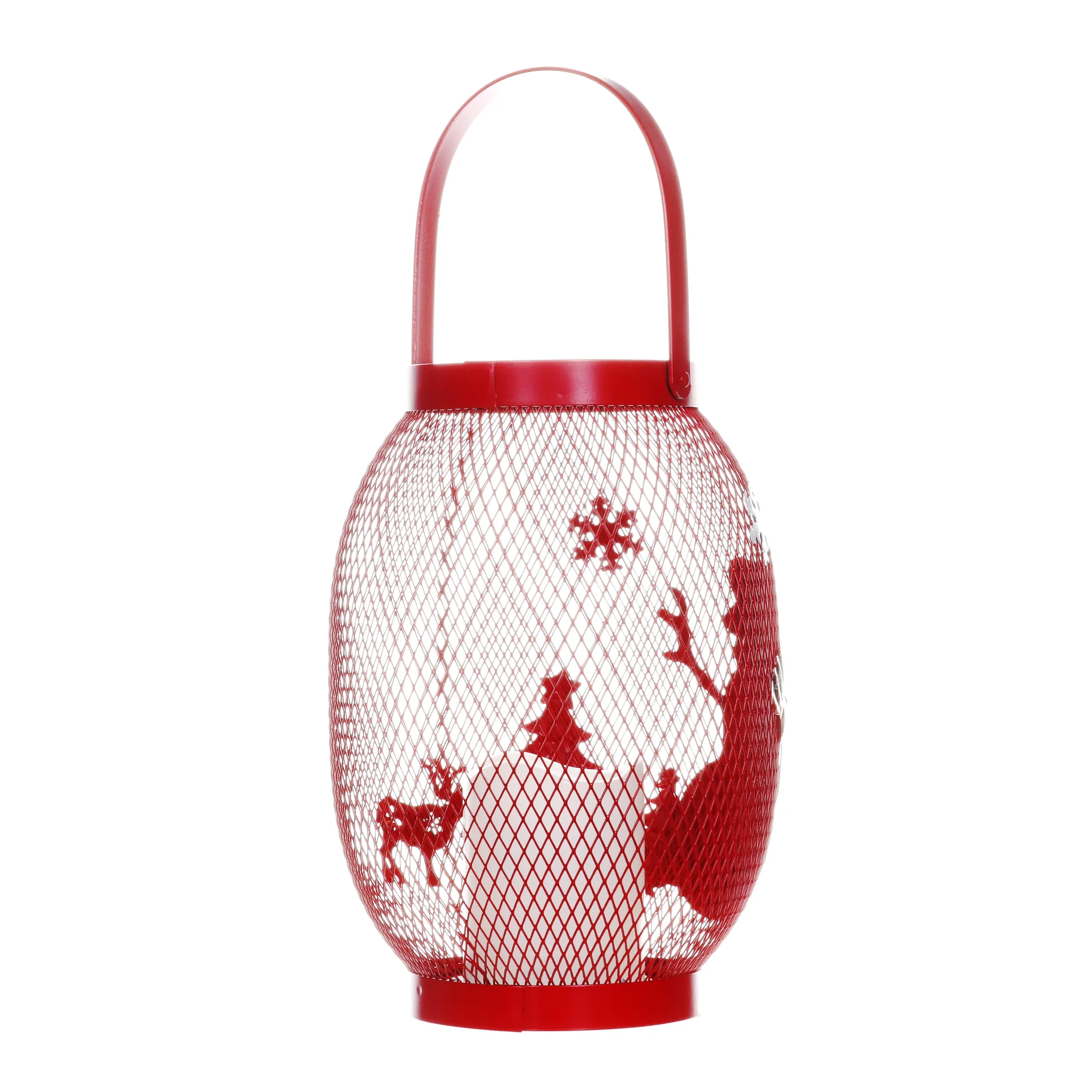 Christmas Snowman Lantern with LED Candle on a Battery Powered Timer, 14.5  Inch