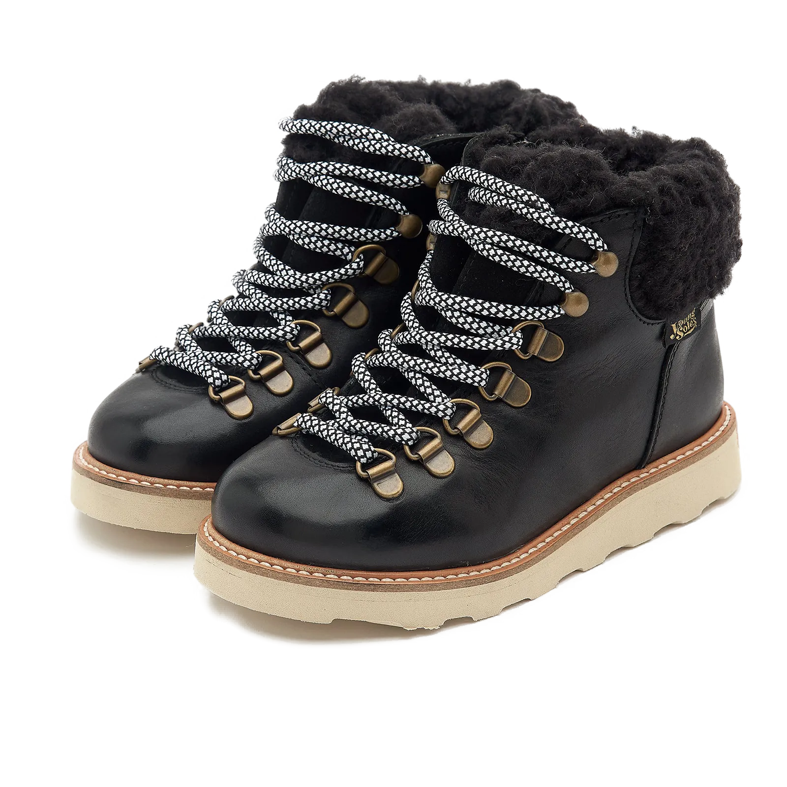 Eddie Fur Lined Leather Hiking Boot (Black)