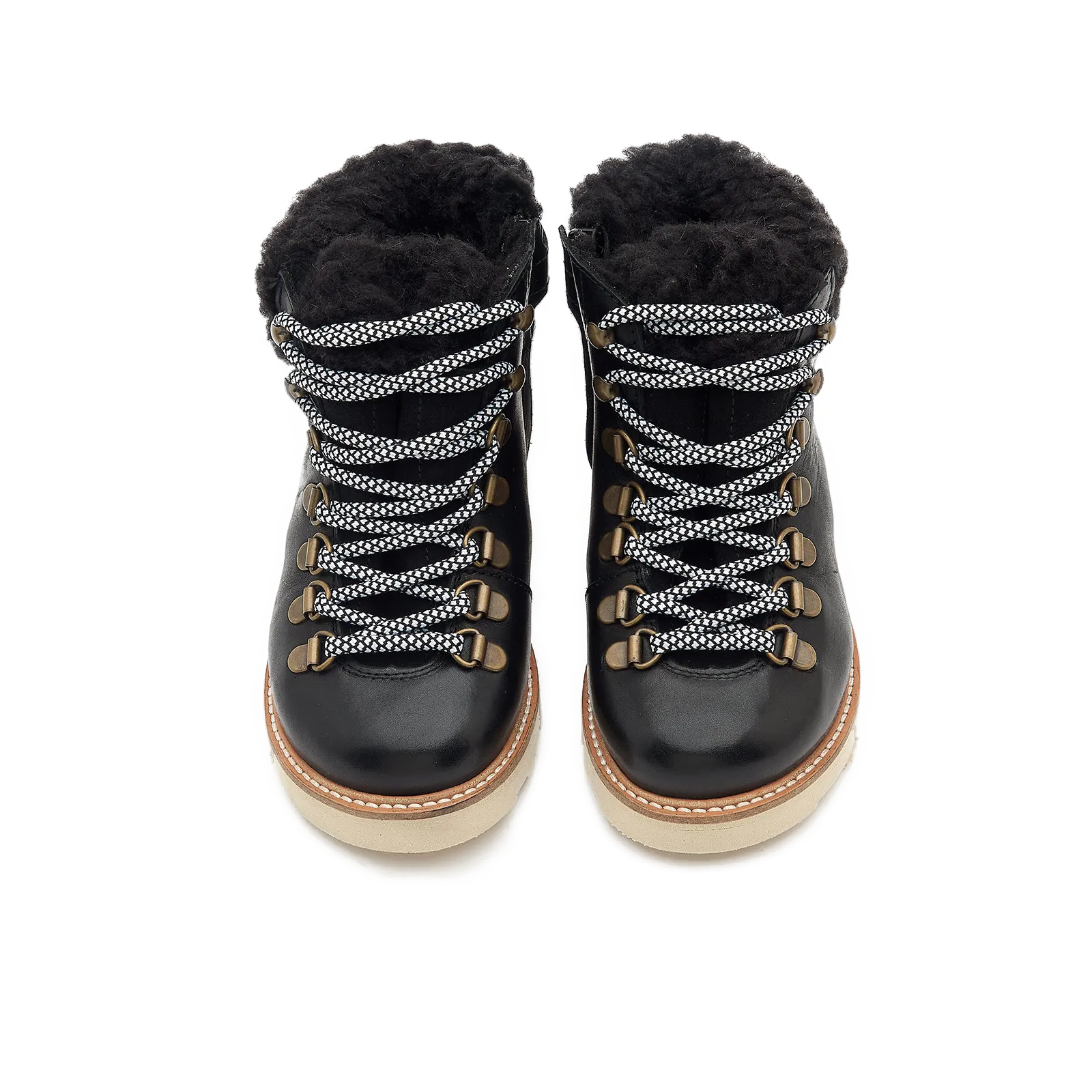 Eddie Fur Lined Leather Hiking Boot (Black)
