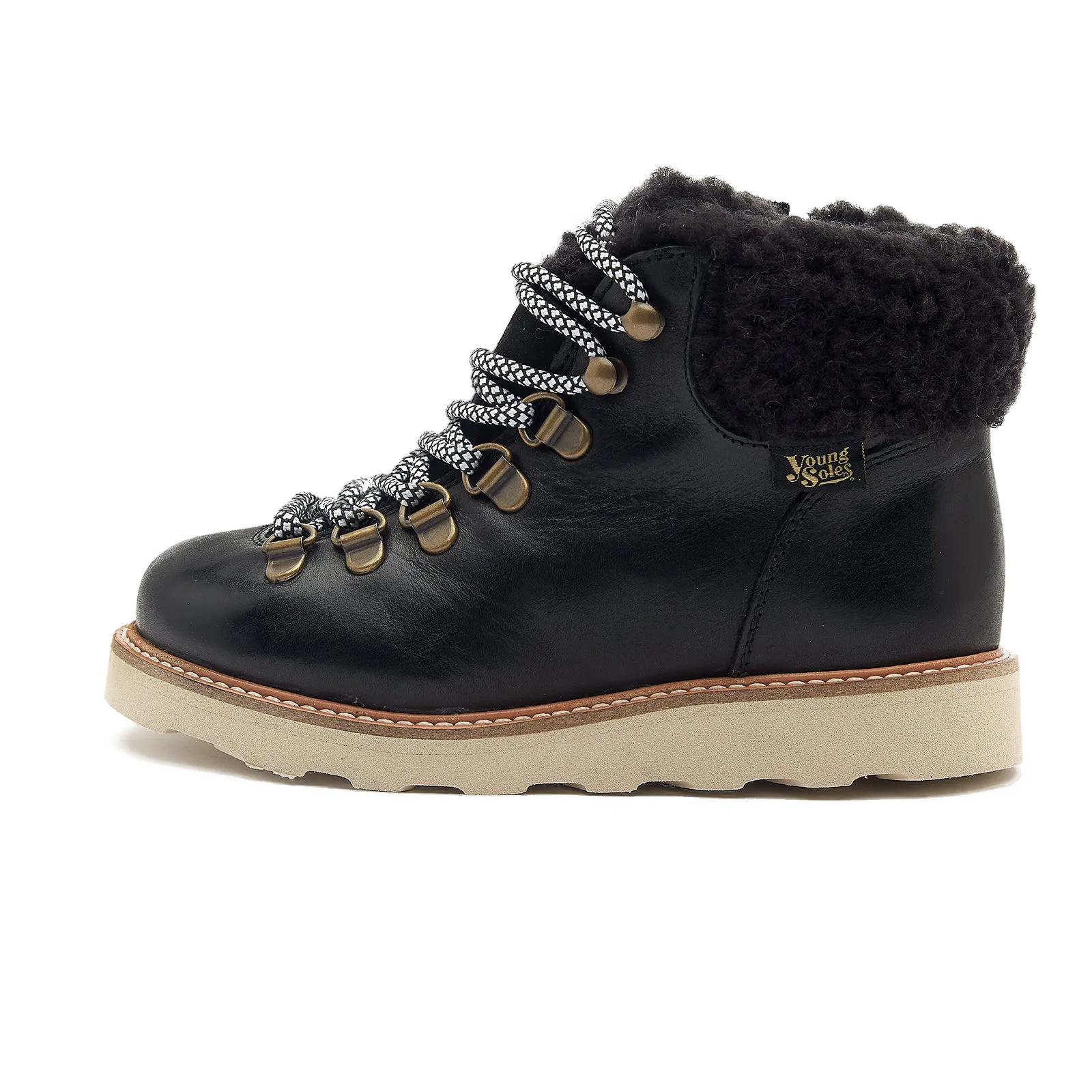 Eddie Fur Lined Leather Hiking Boot (Black)