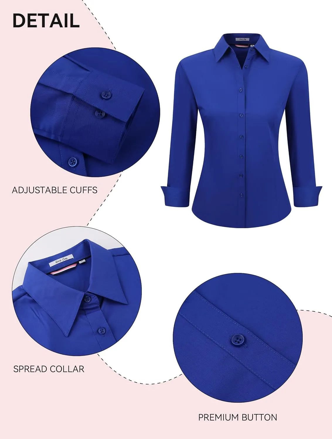 Esabel.C Womens Button Down Shirts Long Sleeve Regular Fit Stretch Work Blouse