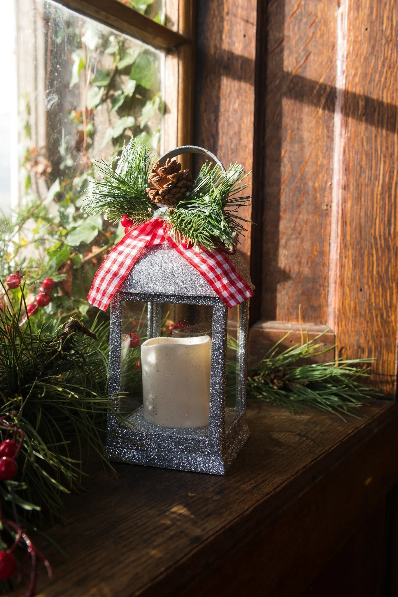 Glitter Led Lantern Warm White B/o