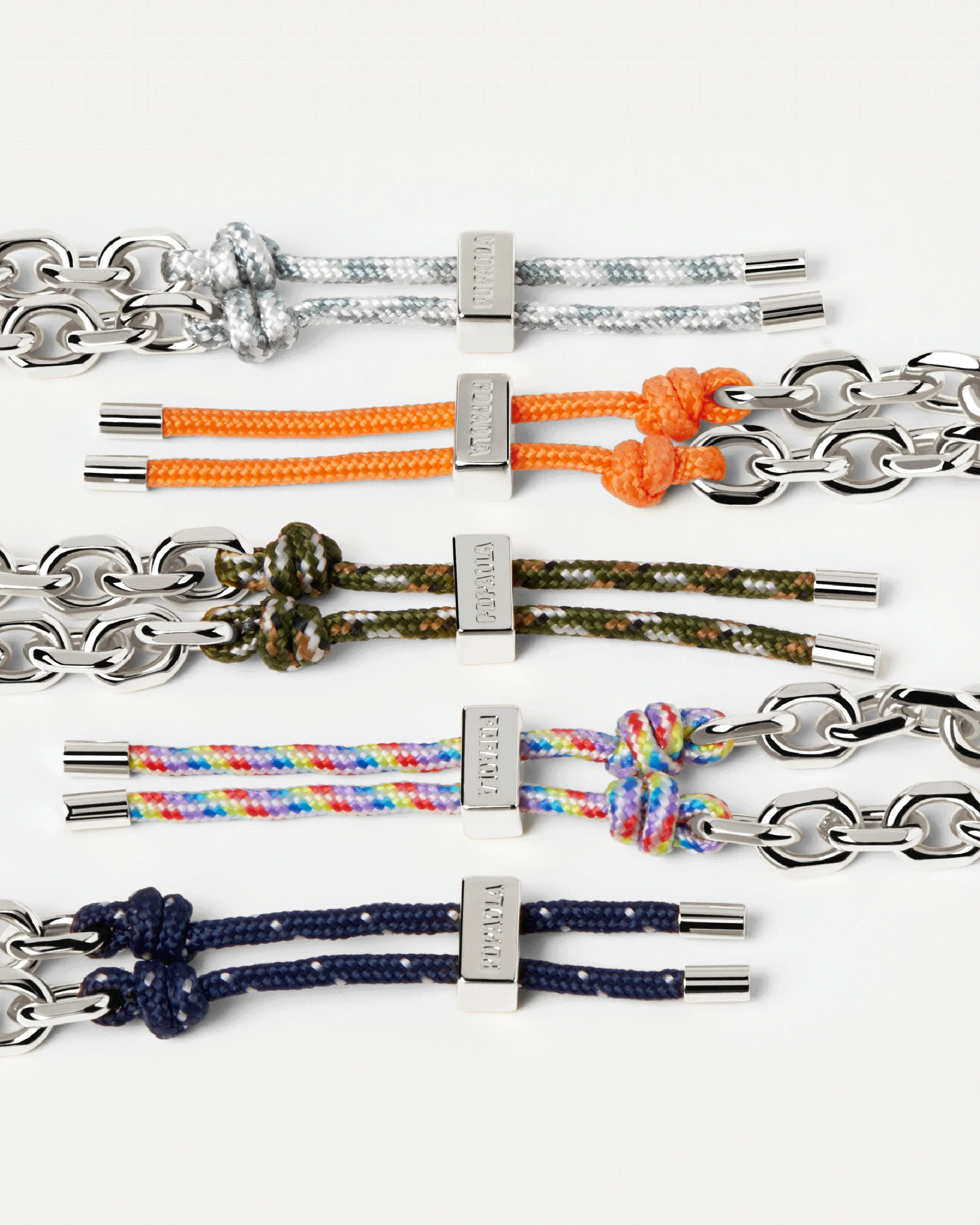 GRID 1 Tangerine Essential Adjustable Rope Silver Bracelet