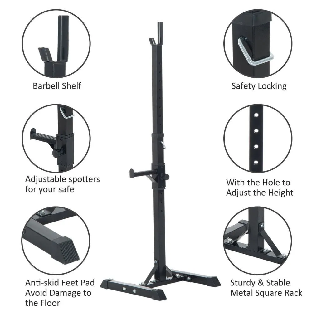 HOMCOM Adjustable Weights Barbell Squat Stand-Black