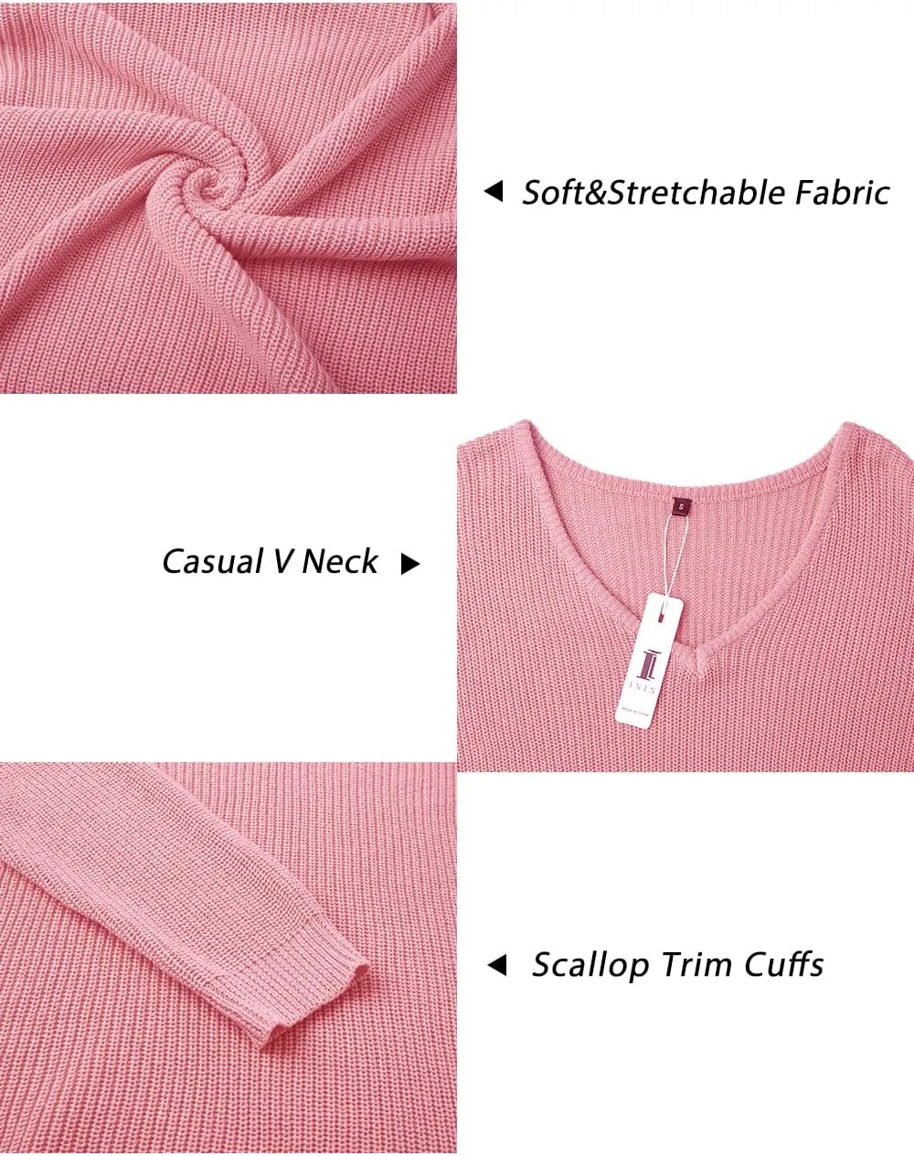 II ININ Women's Fall Sweater 2024 Long Sleeve Tops Fashion Outfits Trendy Casual V Neck Oversized Pullover Sweaters