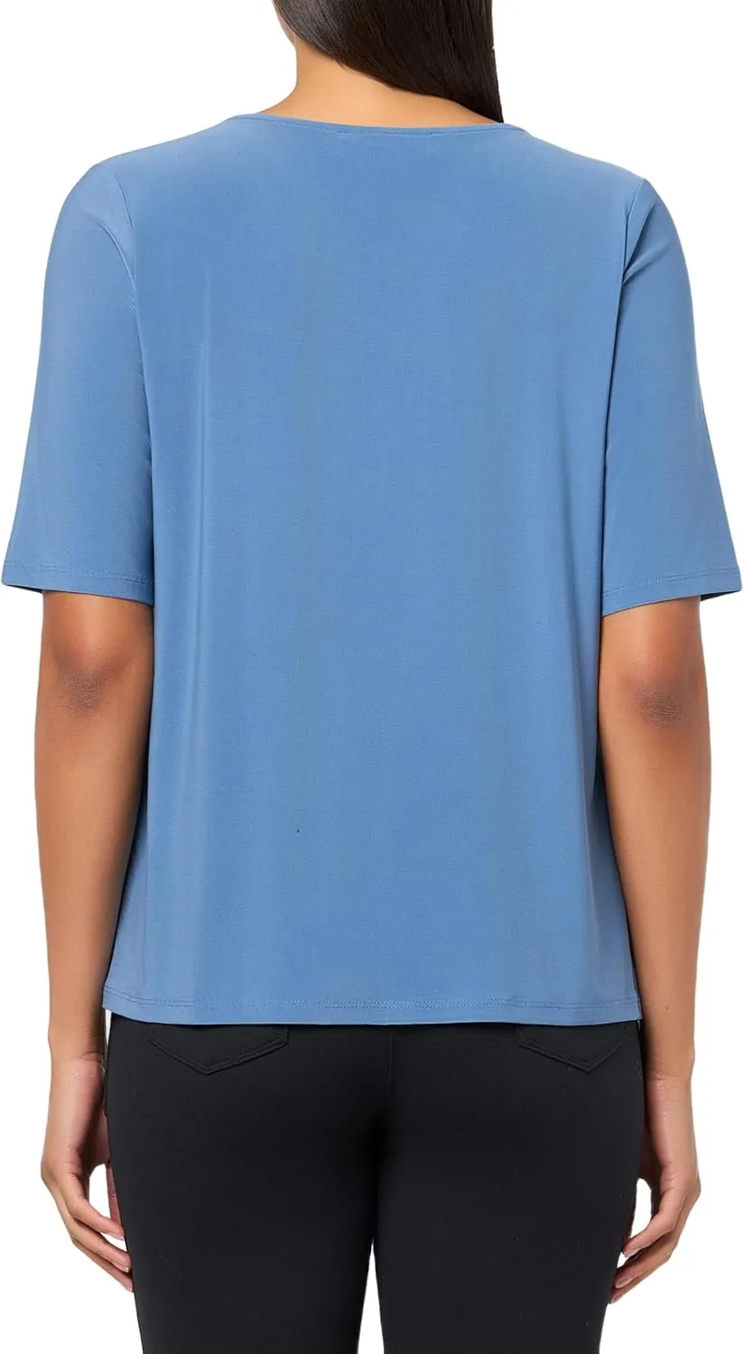 Kasper Women's Solid Ity Elbow SLV Box Pleat Nk Top