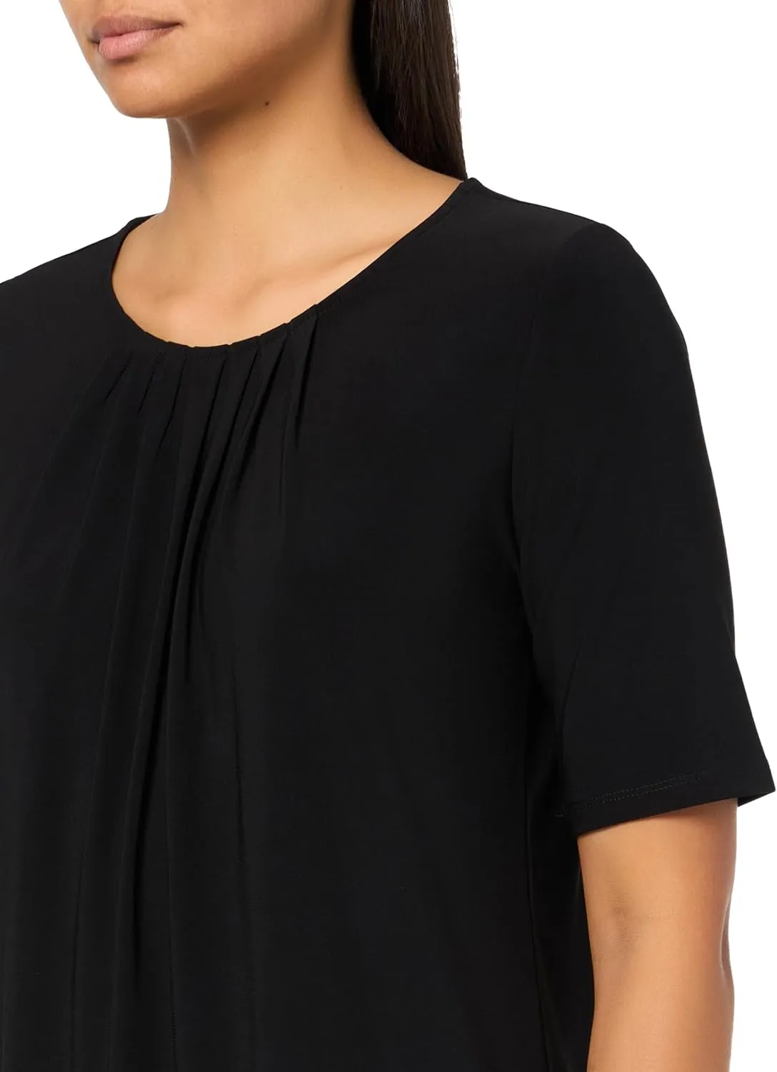 Kasper Women's Solid Ity Elbow SLV Box Pleat Nk Top