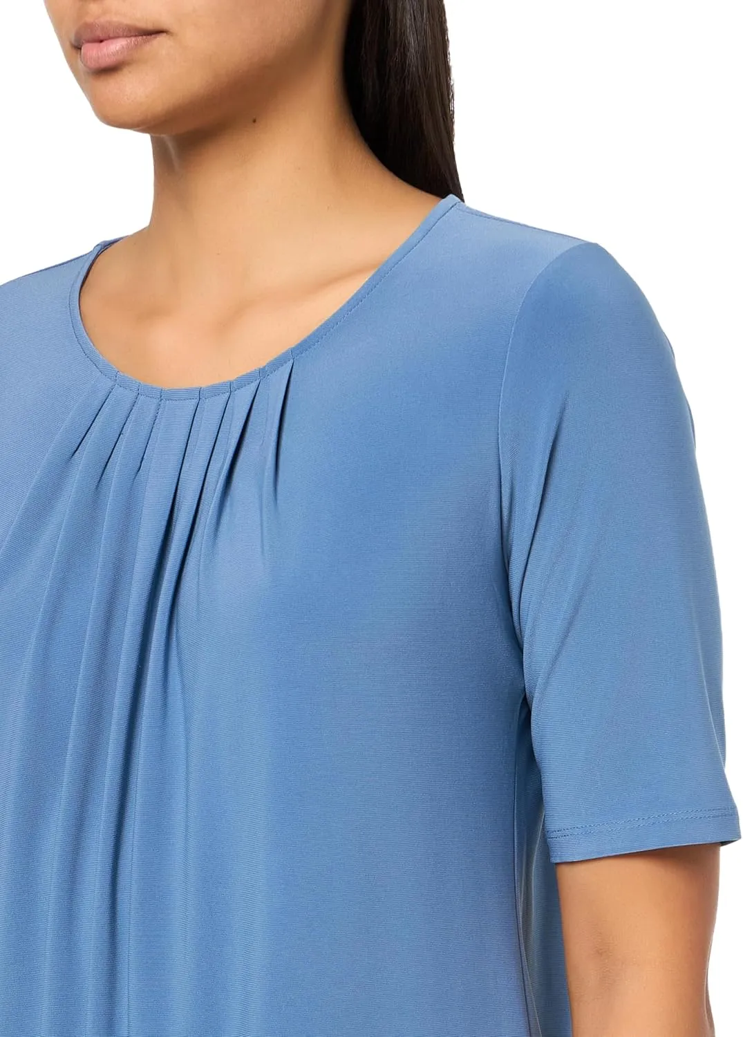 Kasper Women's Solid Ity Elbow SLV Box Pleat Nk Top
