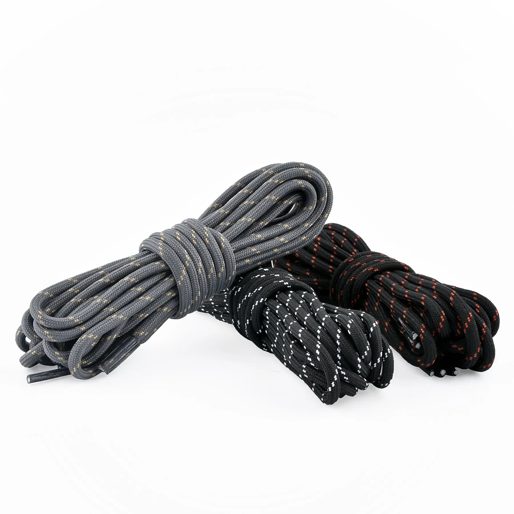 Knixmax Strong Round Shoe Laces Black Brown for Walking Boots Hiking Shoes Trainers Sneakers