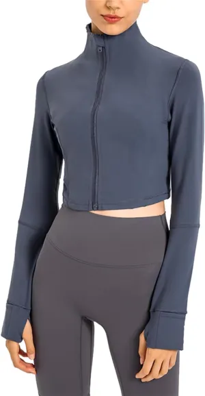 KTILG Women Workout Lightweight Jackets Zip Up Sports Running with Thumb Holes for Athletic Workout Yoga Gym