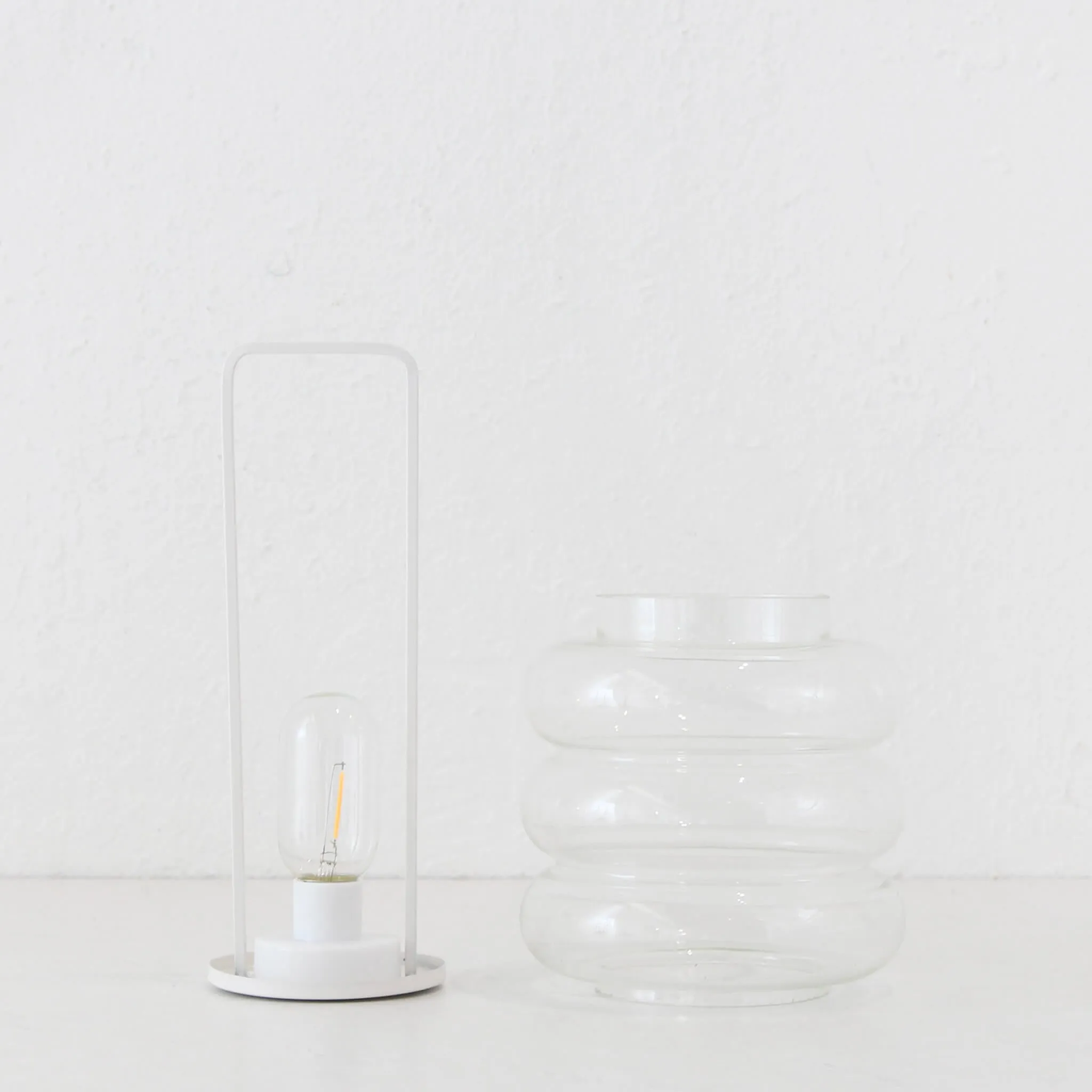 LAGUARDIA GLASS LED LANTERN BUNDLE X2  |  WHITE