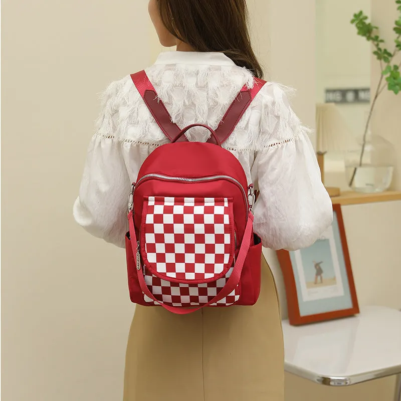 Lightweight Chequered Canvas Backpack
