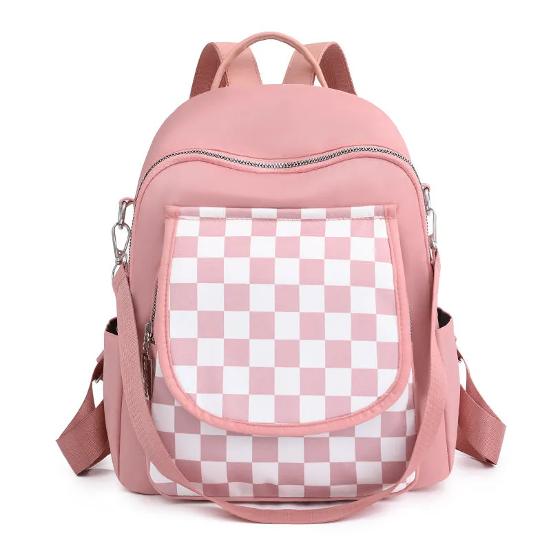 Lightweight Chequered Canvas Backpack