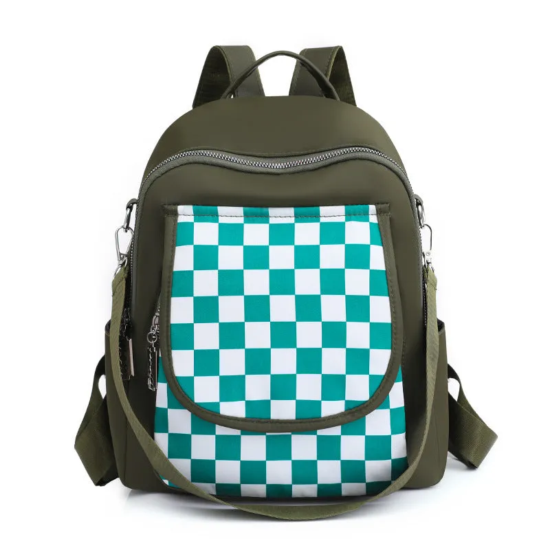 Lightweight Chequered Canvas Backpack