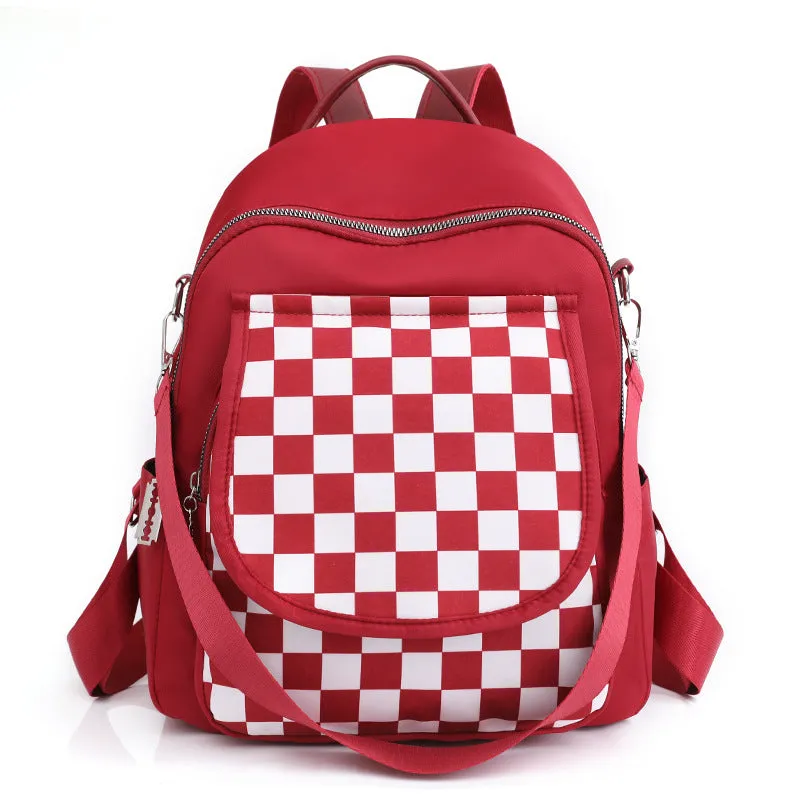 Lightweight Chequered Canvas Backpack