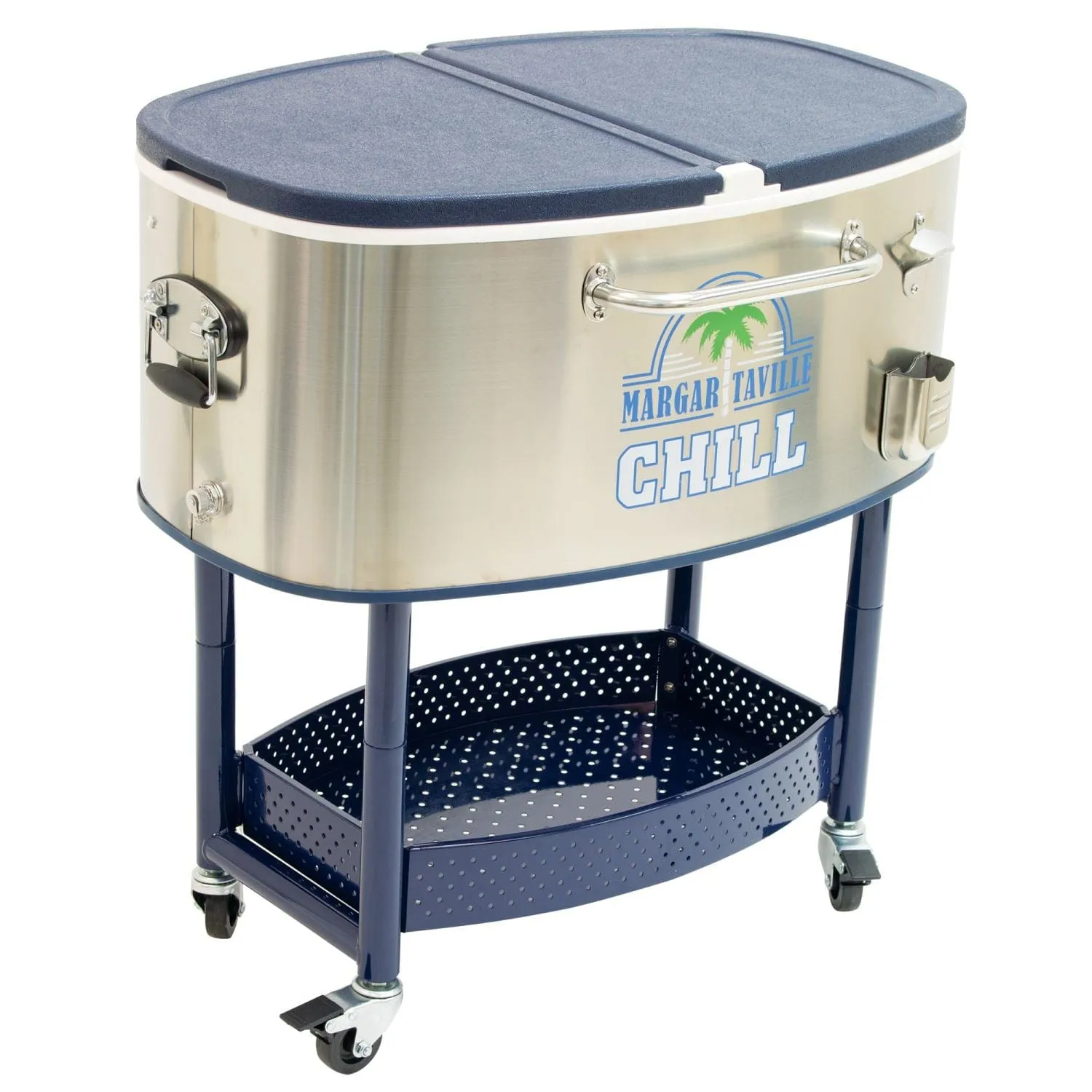 Margaritaville | Rolling Oval Stainless Steel Cooler - 82 Quart - Margaritaville Chill