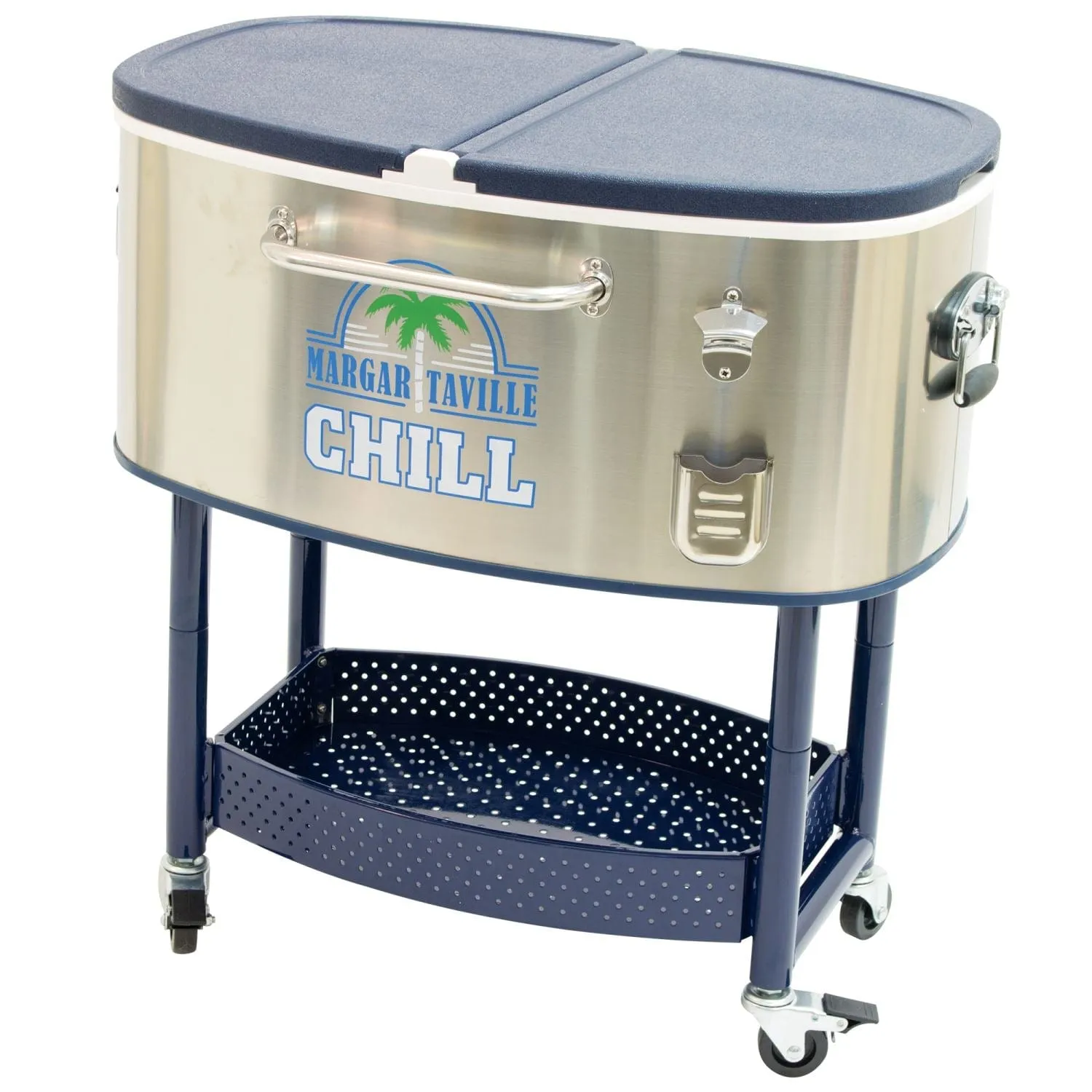 Margaritaville | Rolling Oval Stainless Steel Cooler - 82 Quart - Margaritaville Chill