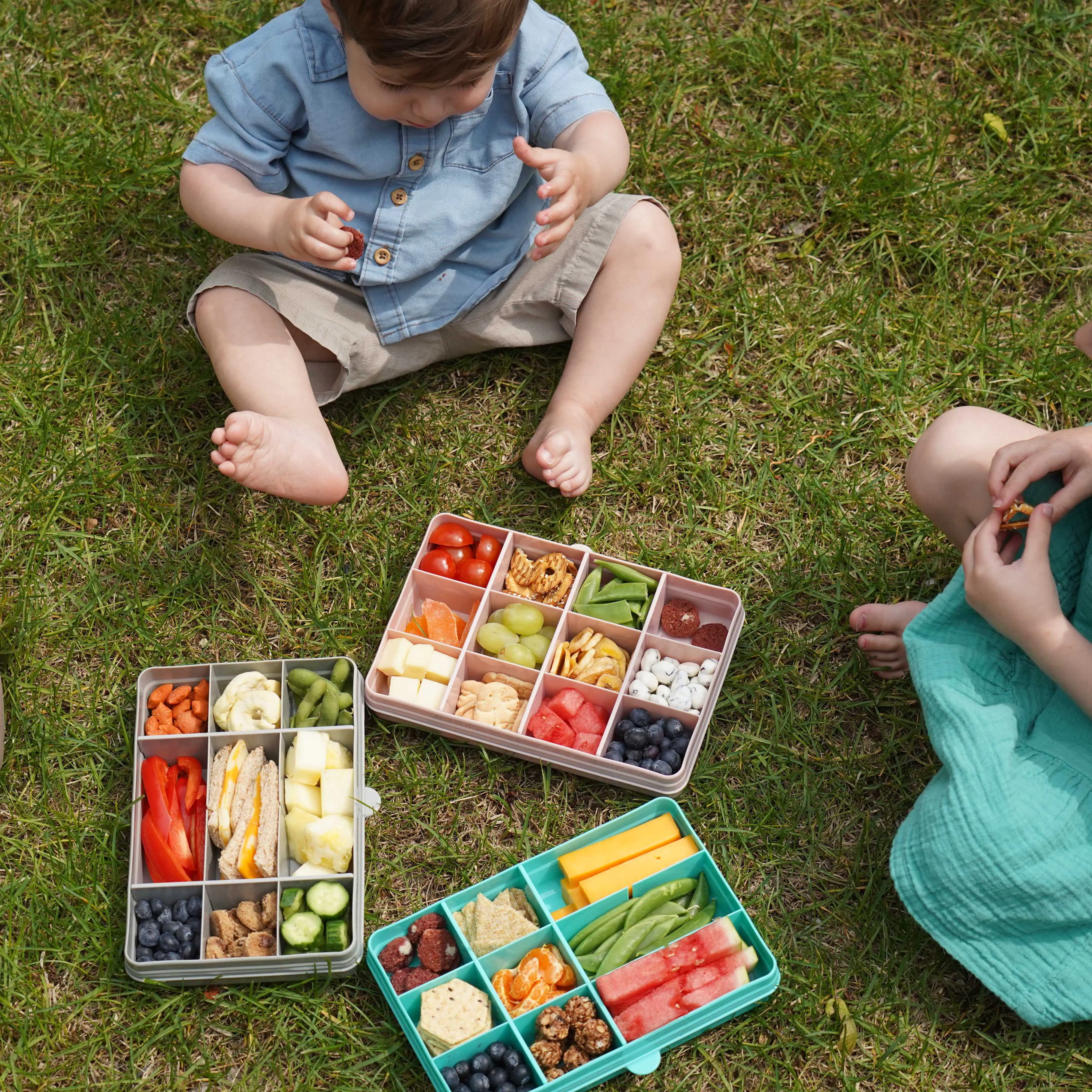 melii Snackle Box Pink - 12 Compartment Snack Container with Removable Dividers for Customizable Storage - Ideal for On the Go Snacking, BPA Free, Easy to Open and Clean