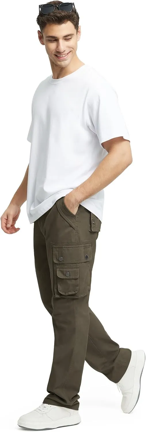 Men's Cargo Pants with 8 Pockets Ripstop Cotton Cargo Pants for Men Hiking Camping Fishing Running