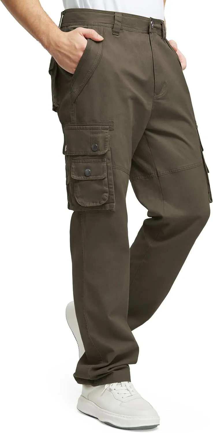 Men's Cargo Pants with 8 Pockets Ripstop Cotton Cargo Pants for Men Hiking Camping Fishing Running