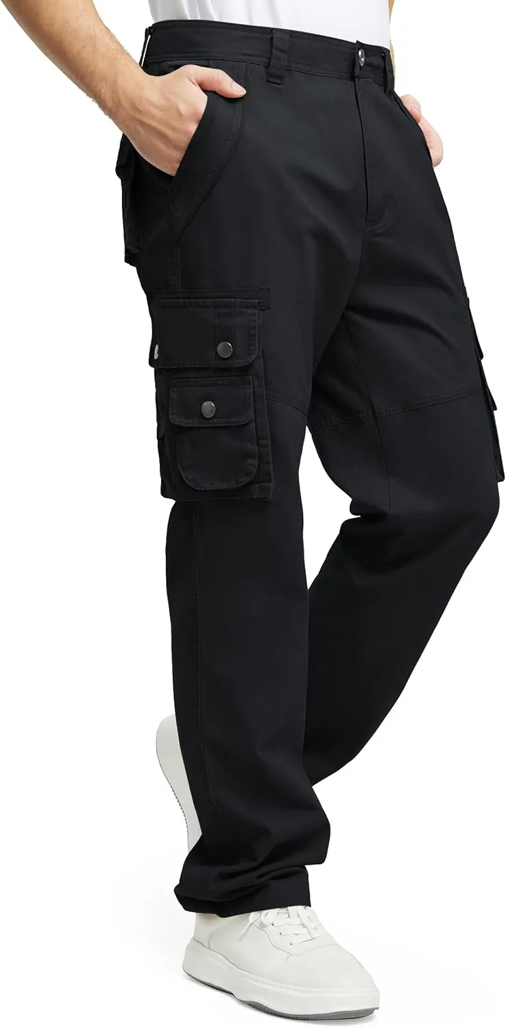 Men's Cargo Pants with 8 Pockets Ripstop Cotton Cargo Pants for Men Hiking Camping Fishing Running