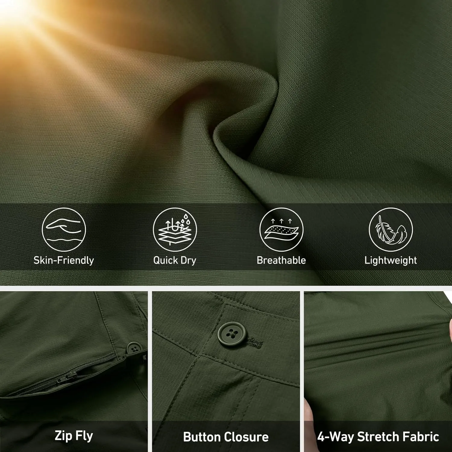 Mens Hiking Cargo Pants Quick Dry Lightweight Water-Resistant Safari Fishing Outdoor Work Pants with Multiple Pockets