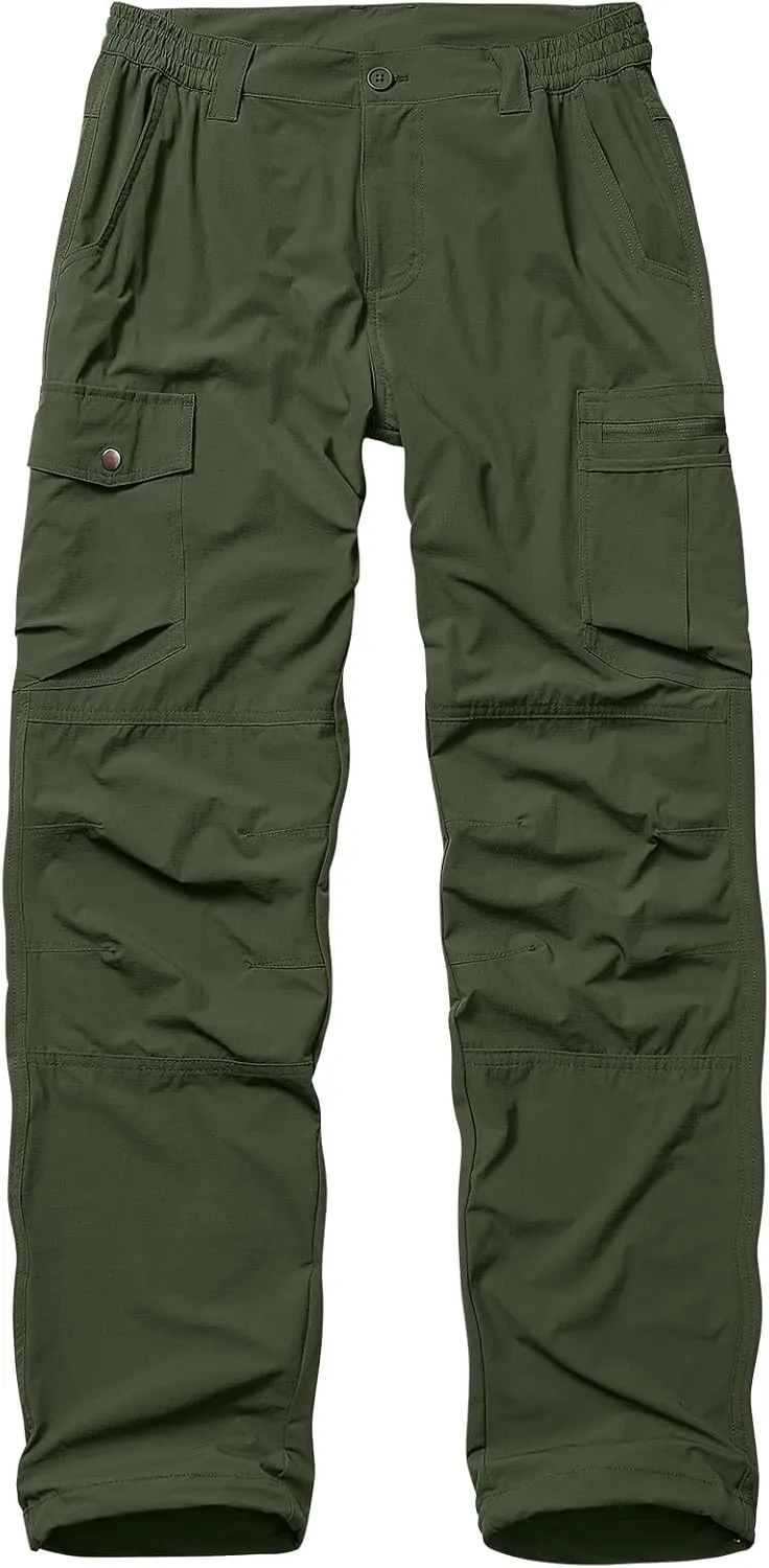 Mens Hiking Cargo Pants Quick Dry Lightweight Water-Resistant Safari Fishing Outdoor Work Pants with Multiple Pockets